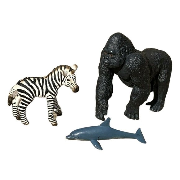 schleich Toys Schleich And Safari Ltd Lot Gorilla Male Dolphin - Main Image